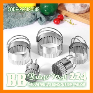 Bộ 5 khuôn tròn răng cưa INOX có TAY CẦM làm bánh PATESO