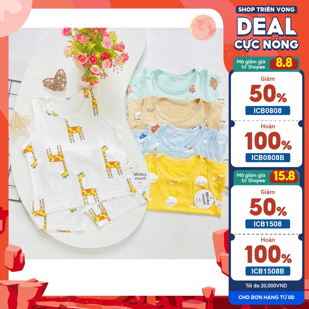 Quần áo bé trai bé gái ba lỗ Minky Mom chất liệu thun lạnh thoáng mát mùa hè