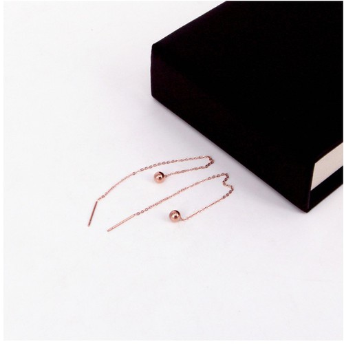 Bông Tai Trái Châu Chuỗi Dài Titan Ko Đen TT 3532