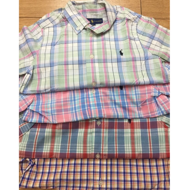 Áo sơ mi kẻ caro bé trai Polo hàng xuất sz 6-12 tuổi bé 14-37kg