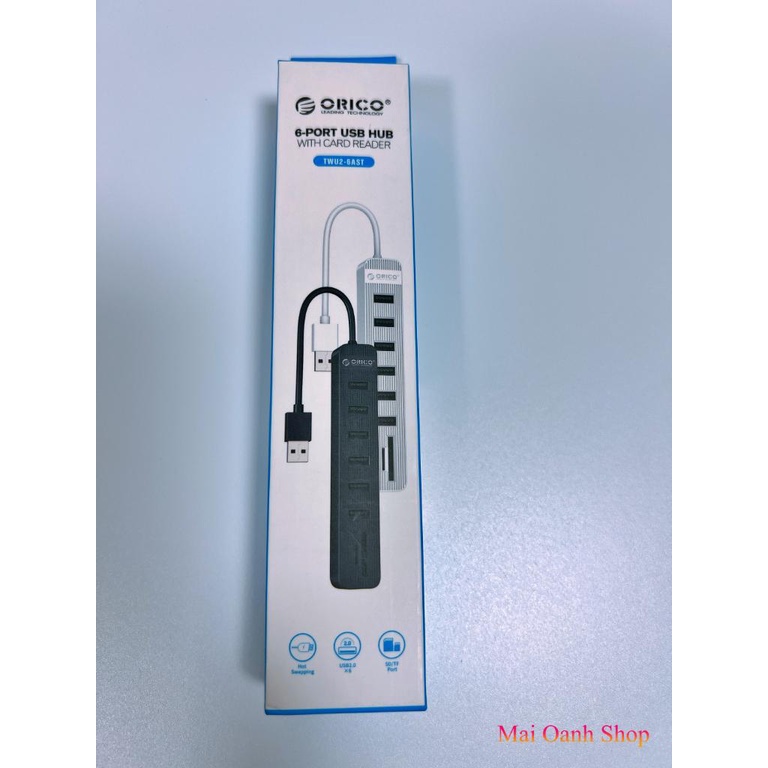 Bộ Chia USB 6 Cổng 2.0 HUB USB ORICO TWU2-6AST - Tương Thích MacOS, Windows, Linux