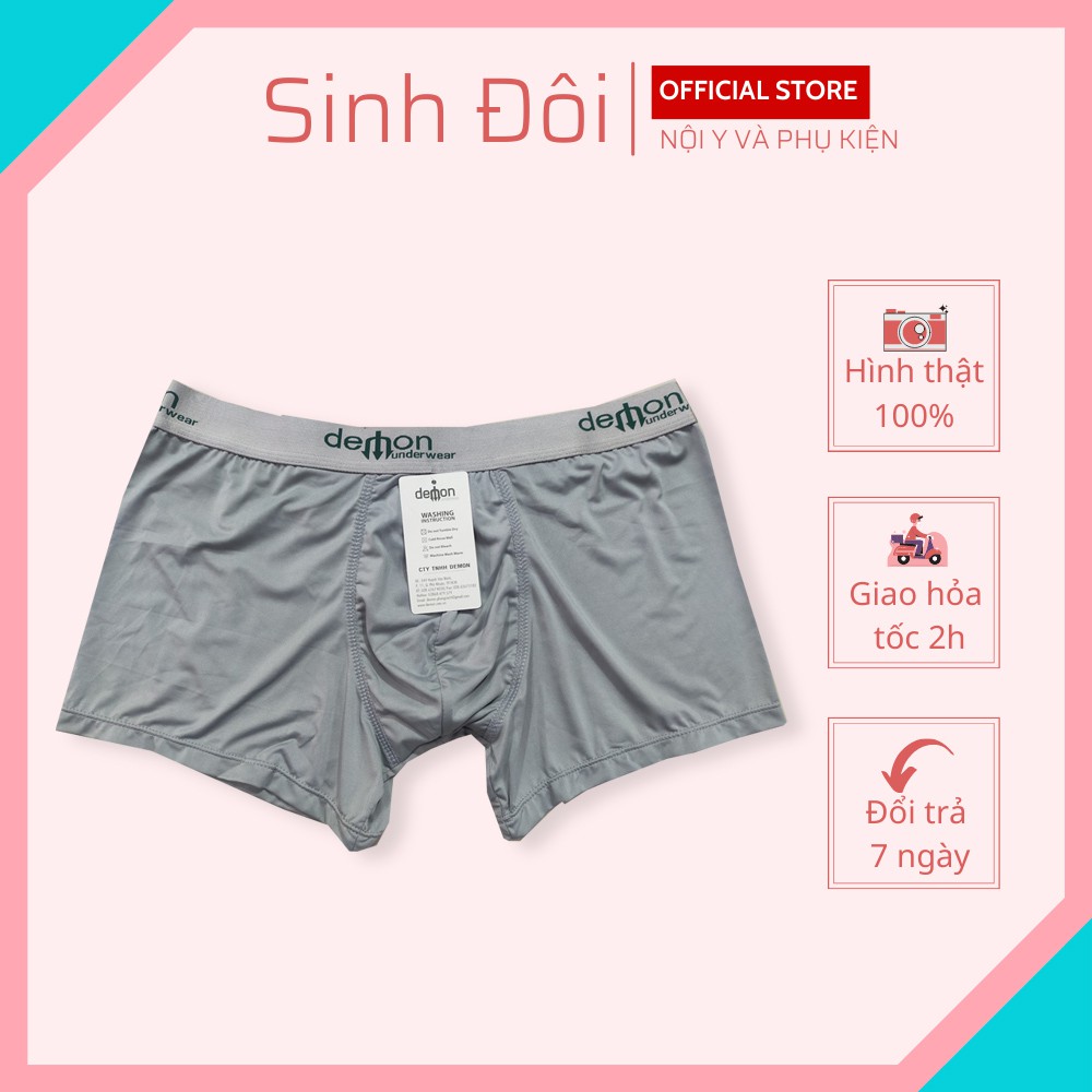 Quần lót nam boxer đùi cao cấp thun lạnh Demon chính hãng lưng to bền đẹp, thoáng mát, thấm hút mồ hôi, co giãn