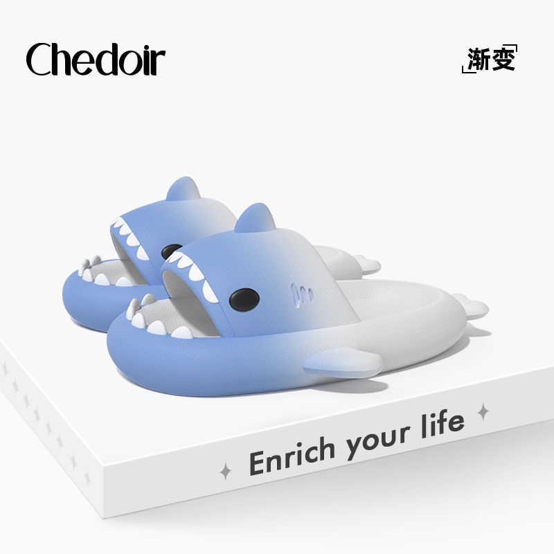 Dép Đi Trong Nhà Tắm Hình Cá Mập Nhỏ Màu Cầu Vồng Dễ Thương Cho Nam Và Nữ