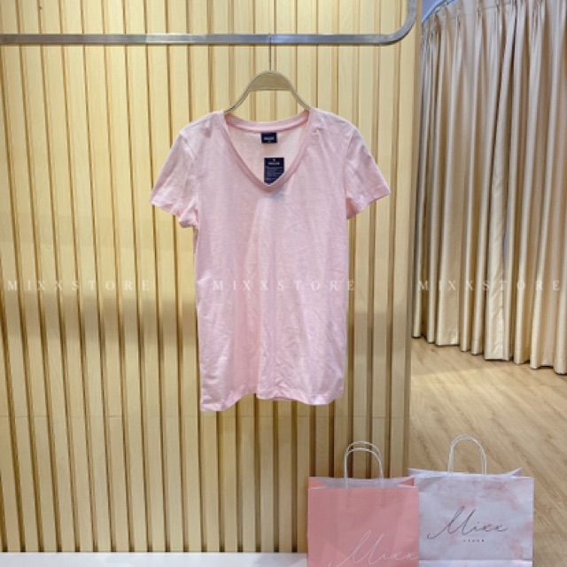 Áo Thun Nữ cổ tim trơn chất thun cotton mềm mịn thoáng mát phom suông vừa bảng màu ngọt xinh xắn