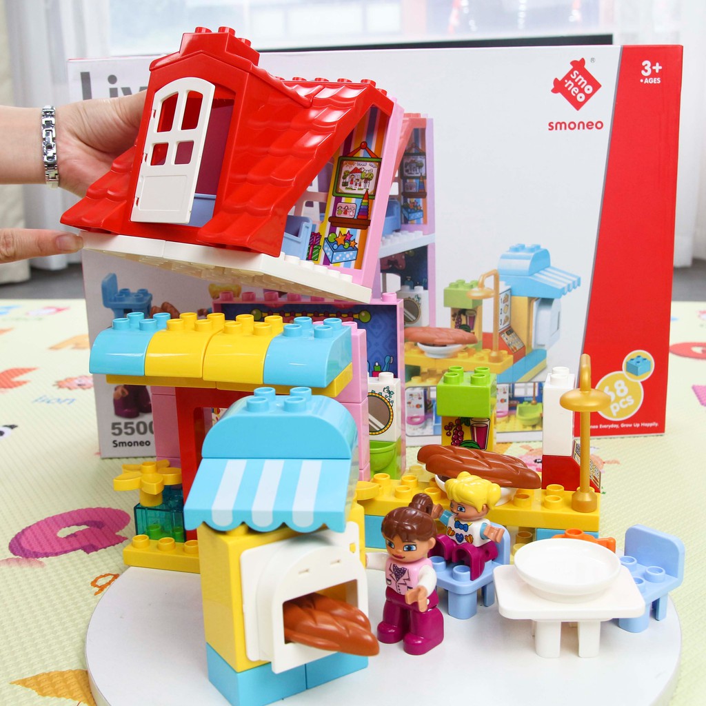 Bộ đồ chơi lắp ghép smoneo duplo cho bé cho bé Cửa hàng thức ăn nhanh vui vẻ 68 chi tiết Toyshouse - 55001