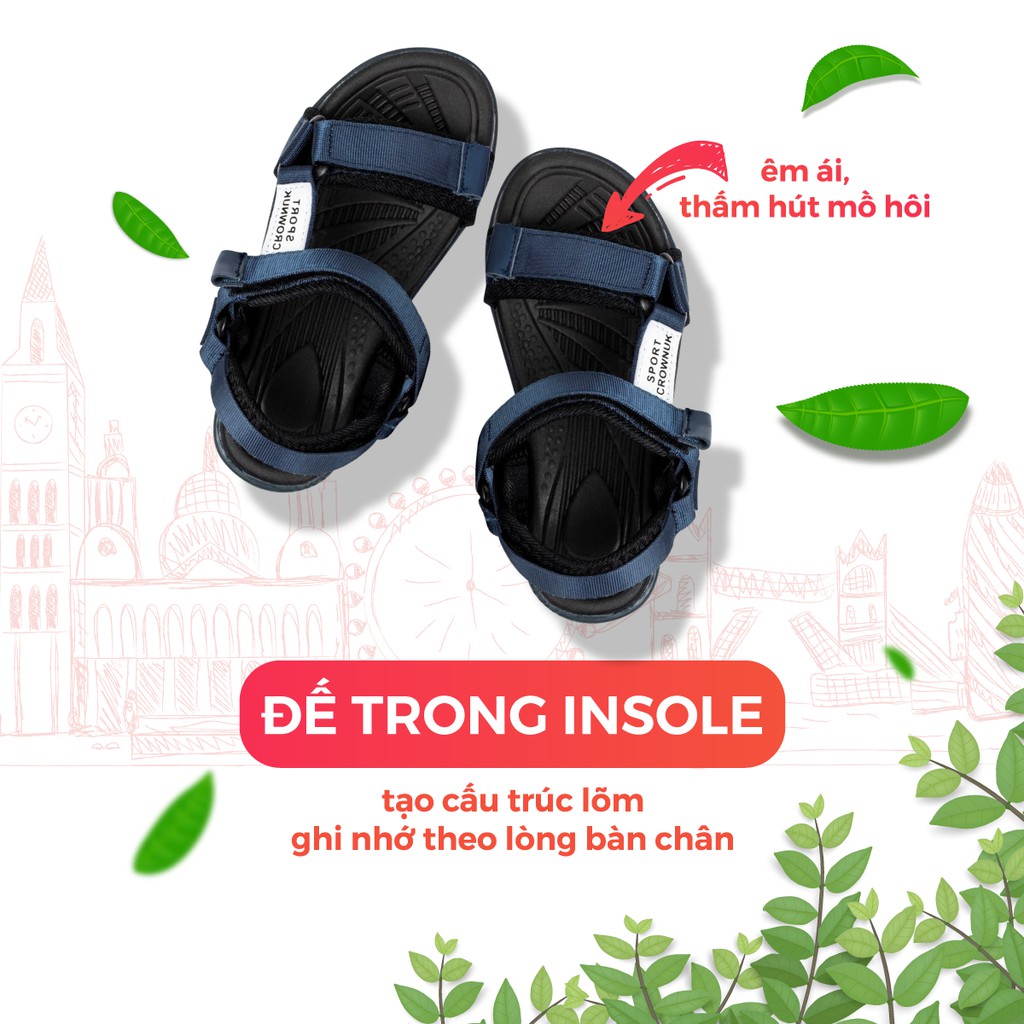 Giày Sandal Bé Trai Crown UK CRUK530 Nhẹ Êm Size 26-35/2-14 Tuổi