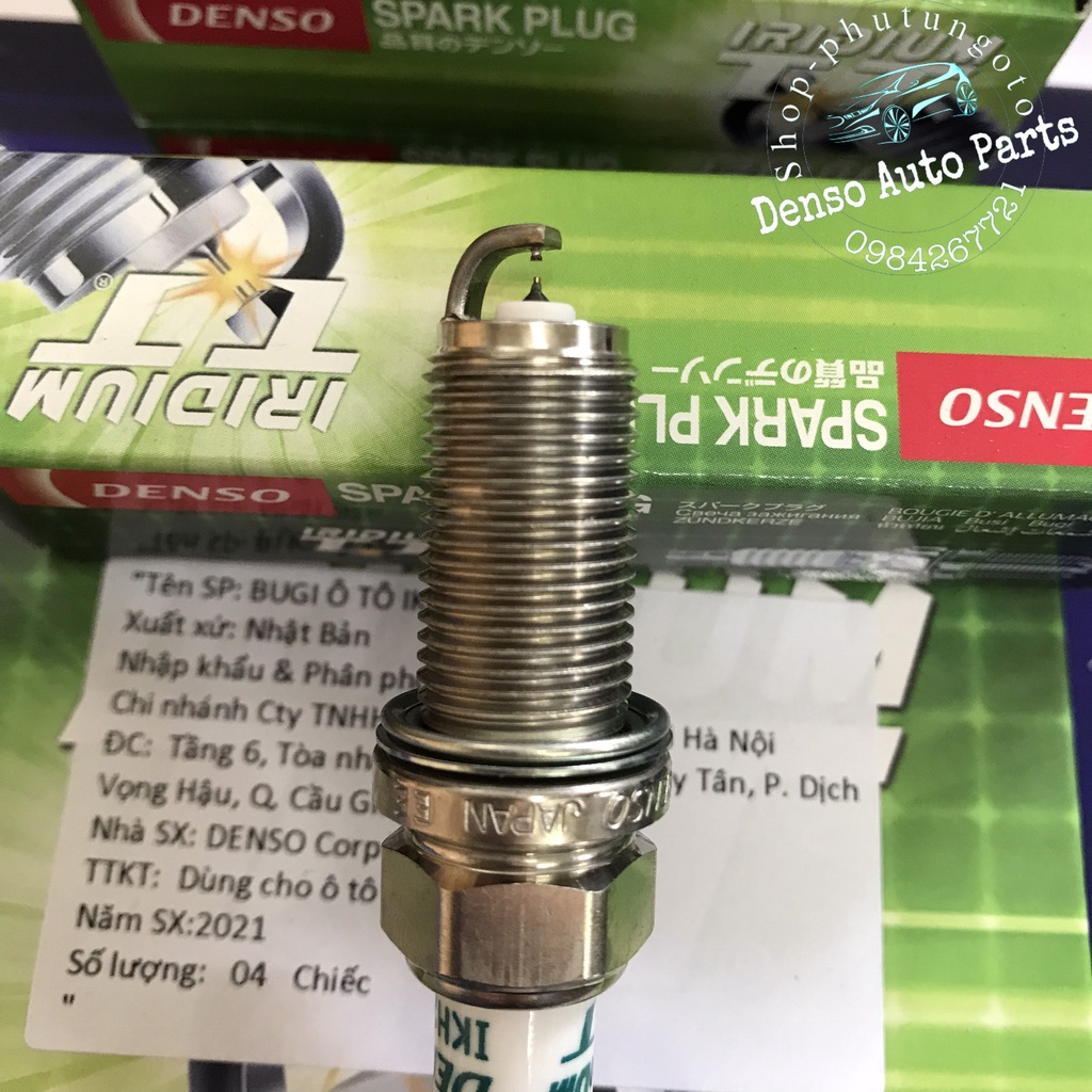 Bộ 4 bugi Denso idirium chân dài IKH20TT cho xe innova, fortuner