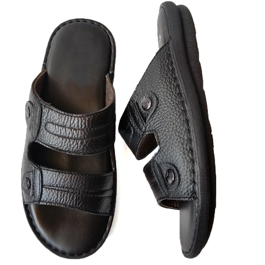 Dép Da Nam Da Bò, Dép Nam 2 Quai Da Bò Thật Cao Cấp HKT Shop DN256