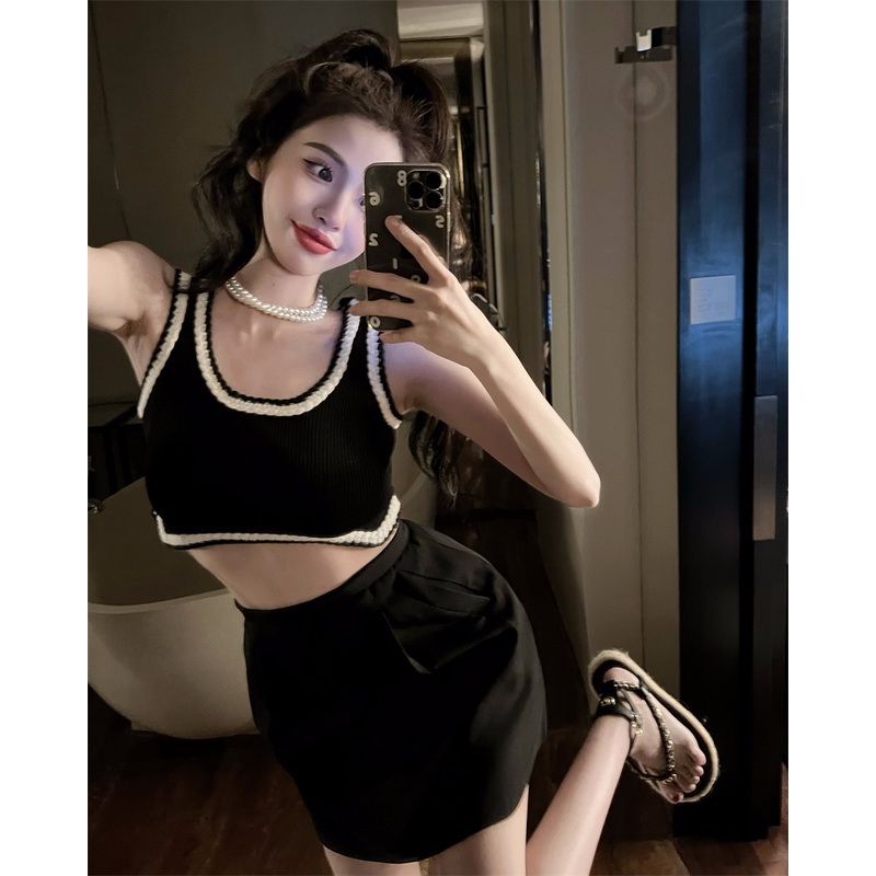 Cocory vn Set Áo hai dây Thêu Hoa + Chân Váy Chữ A Thời Trang Nữ Tính