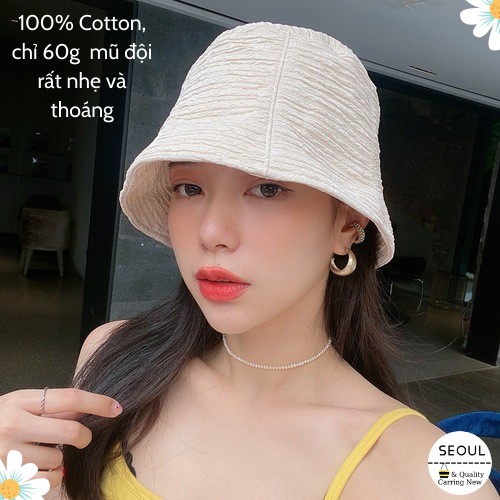 🌿 [ Giảm 5k đơn từ 0đ ] Nón bucket cao cấp 100% Cotton chống nắng, siêu nhẹ, mũ bucket vải xô thoáng mát Hotrend hè 2021