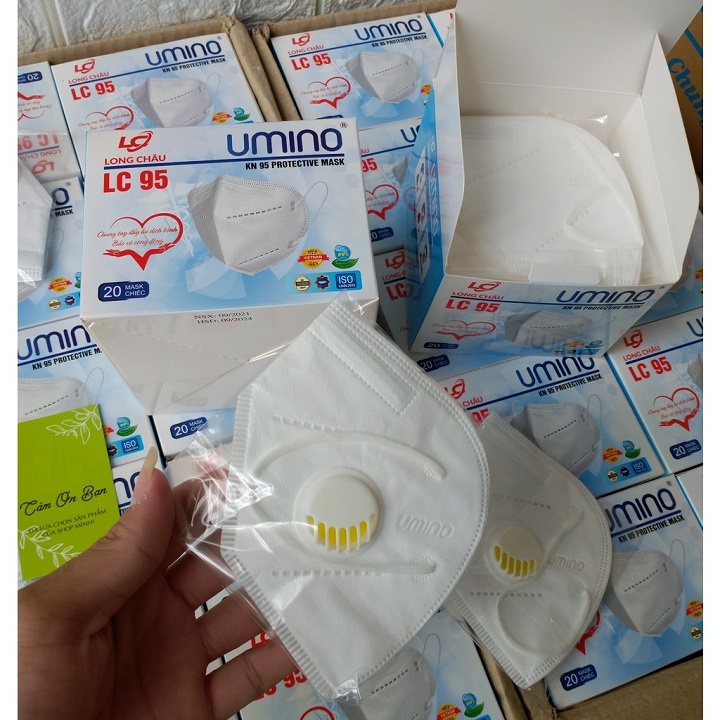 Hộp 100 Chiếc Khẩu trang 5 Lớp KN95 LONG CHÂU UMINO Chống Bụi Mịn Và Kháng Khuẩn Chính Hãng