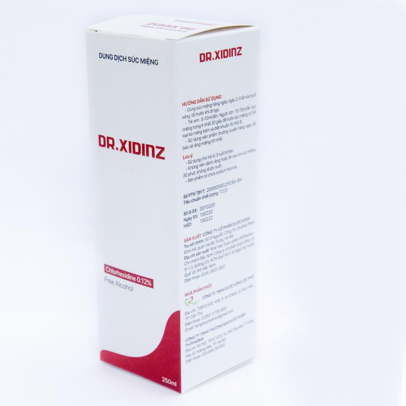 Dung dịch nước súc miệng DR.XIDINZ 250ml [dr xidinz, xidin, clorhexidine, listerine]