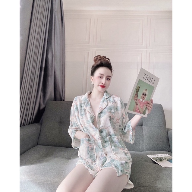 Bộ Đồ Pijama - Bộ Lụa Mai Ngô Dơi Tay Cộc , Quần Cộc[Hàng Đẹp, Lụa Mát Mịn] Không Nhăn, Không Bai Giãn, Không Phải màu | BigBuy360 - bigbuy360.vn