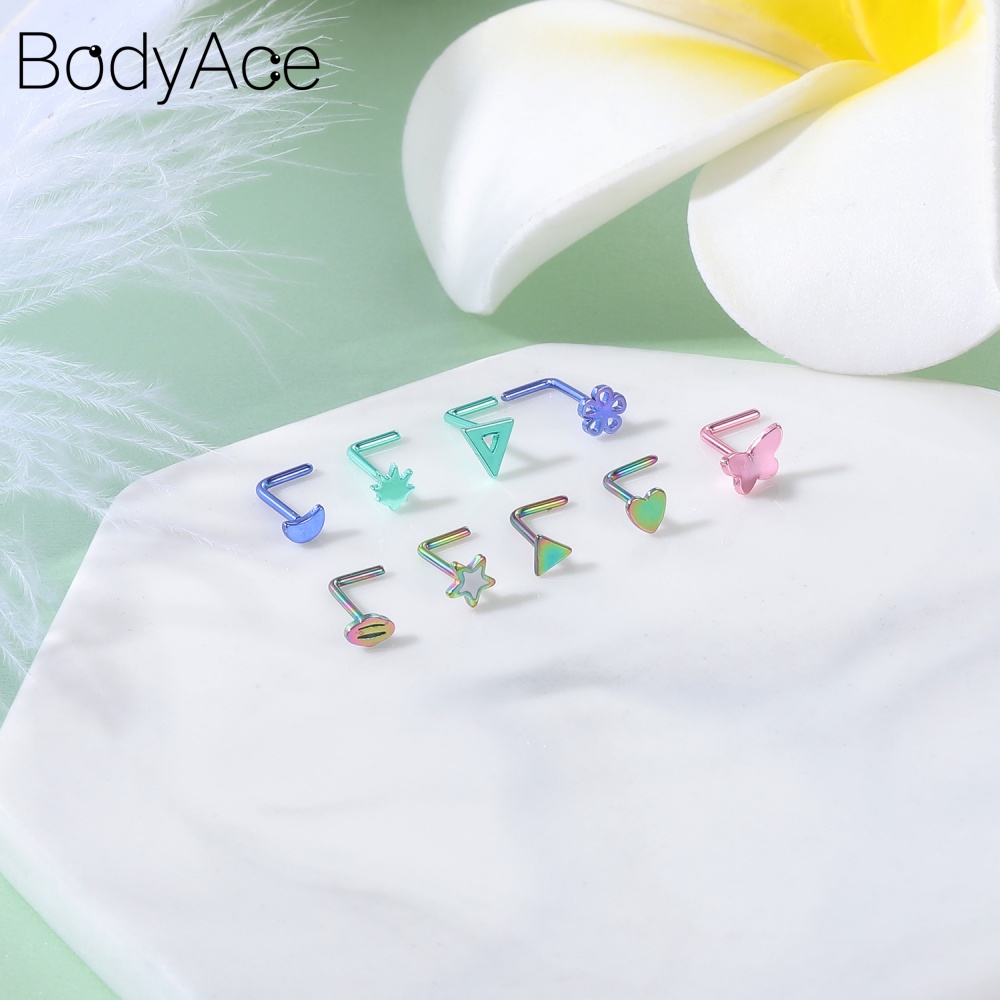 1 Khuyên Mũi Hình Bướm Nhiều Màu Bằng Thép Không Gỉ