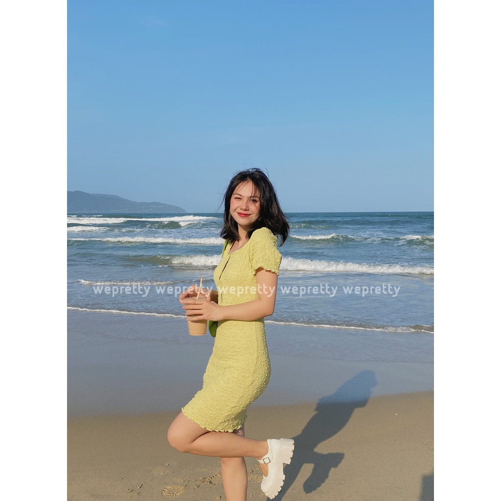 Váy suông body tôn dáng màu xanh bơ chất liệu thun xốp mềm mịn mặc đi biển Wepretty clothes | BigBuy360 - bigbuy360.vn