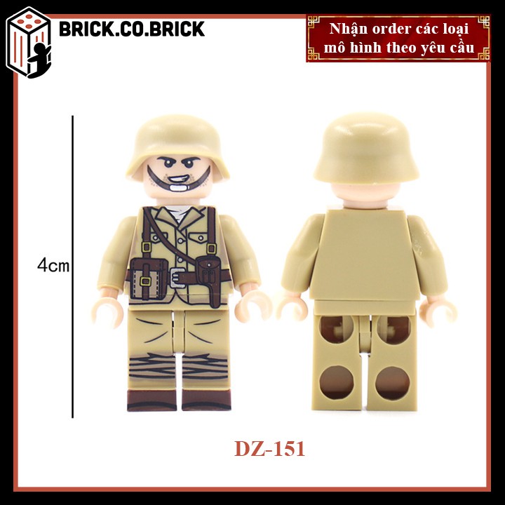 Phụ kiện MOC Army- Lính Đức Quốc Xã- Đồ chơi lắp ráp minifig và non-lego mô hình sáng tạo trang trí quân đội- DZ151