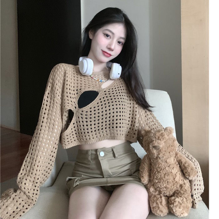 622158#Áo Kiểu Dáng Rộng Khoét Lỗ Thời Trang Mùa Hè Mới Cho Nữ