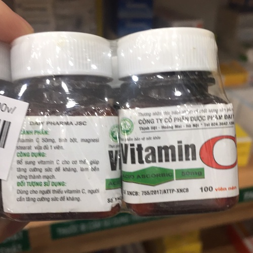 Vitamin C Hộp 100 viên Giúp tăng sức đề kháng, tăng sức bền thành mạch