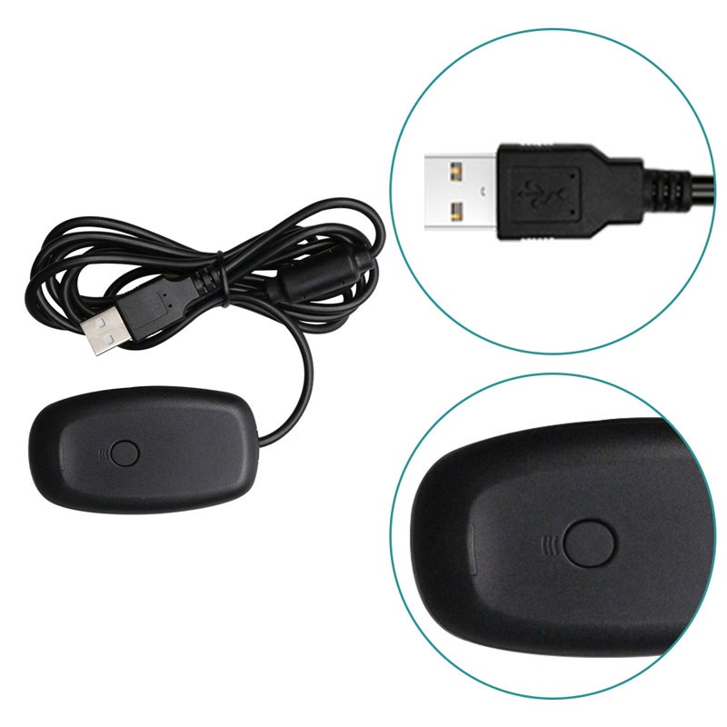 DSVN Black Gamepad USB Wireless For Xbox 360 Receiver Controller Adapter Gaming