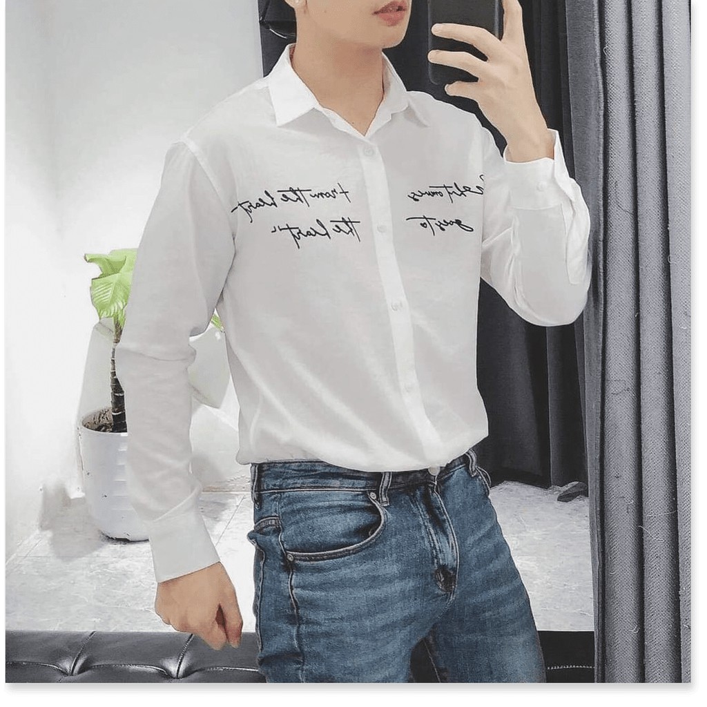Áo Sơ Mi Đũi Nam Mẫu In Thêu Soái Ka Dành Cho Chàng [Hàng Hot] HP