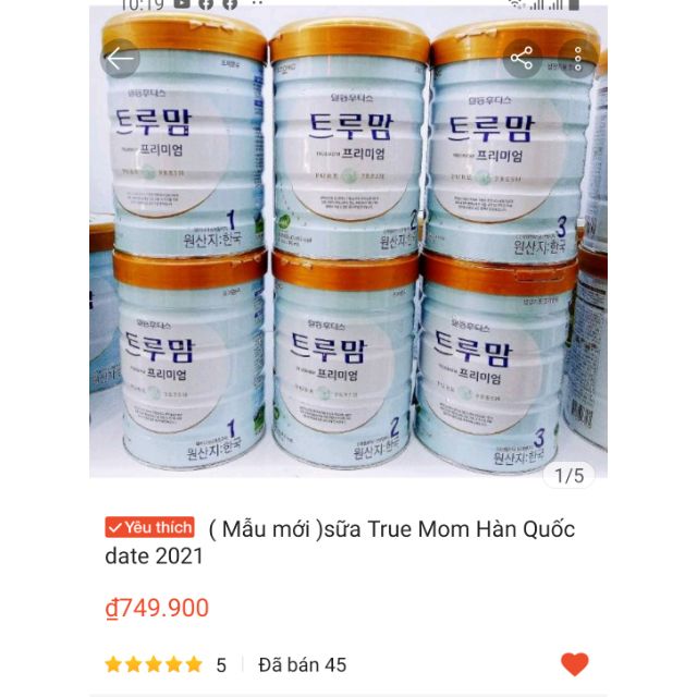 Sữa True Mom Hàn Quốc 800g