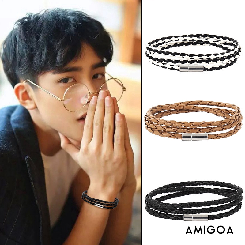 Vòng Tay Da Bện Nhiều Lớp Cho Nam Và Nữ