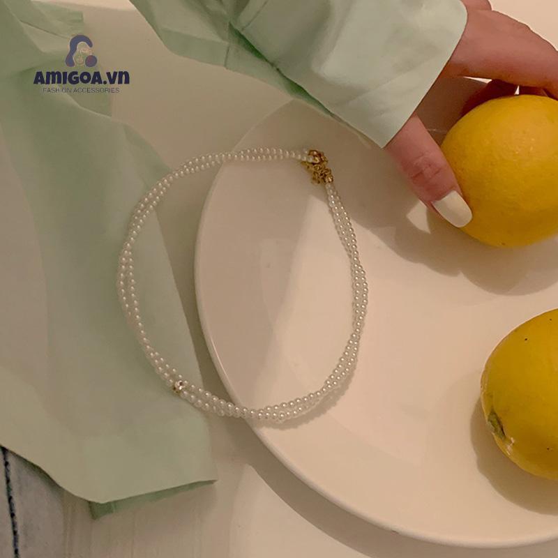 ✨✨Dây Chuyền Nữ  Vòng Cổ Xoắn Hai Lớp Ngọc Trai Giả Thanh Lịch Phong Cách Hàn Quốc