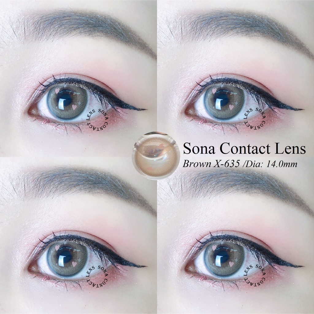 Lens "trái tim" nâu Brown X-635 (kính áp tròng Sona Hàn Quốc)