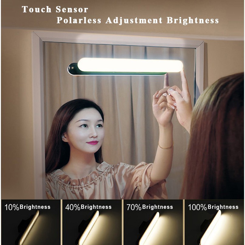 Đèn led LICER gắn gương trang điểm bảo vệ mắt 1800mah sạc usb chế độ sáng thông minh tiện lợi có thể dùng khi học tập