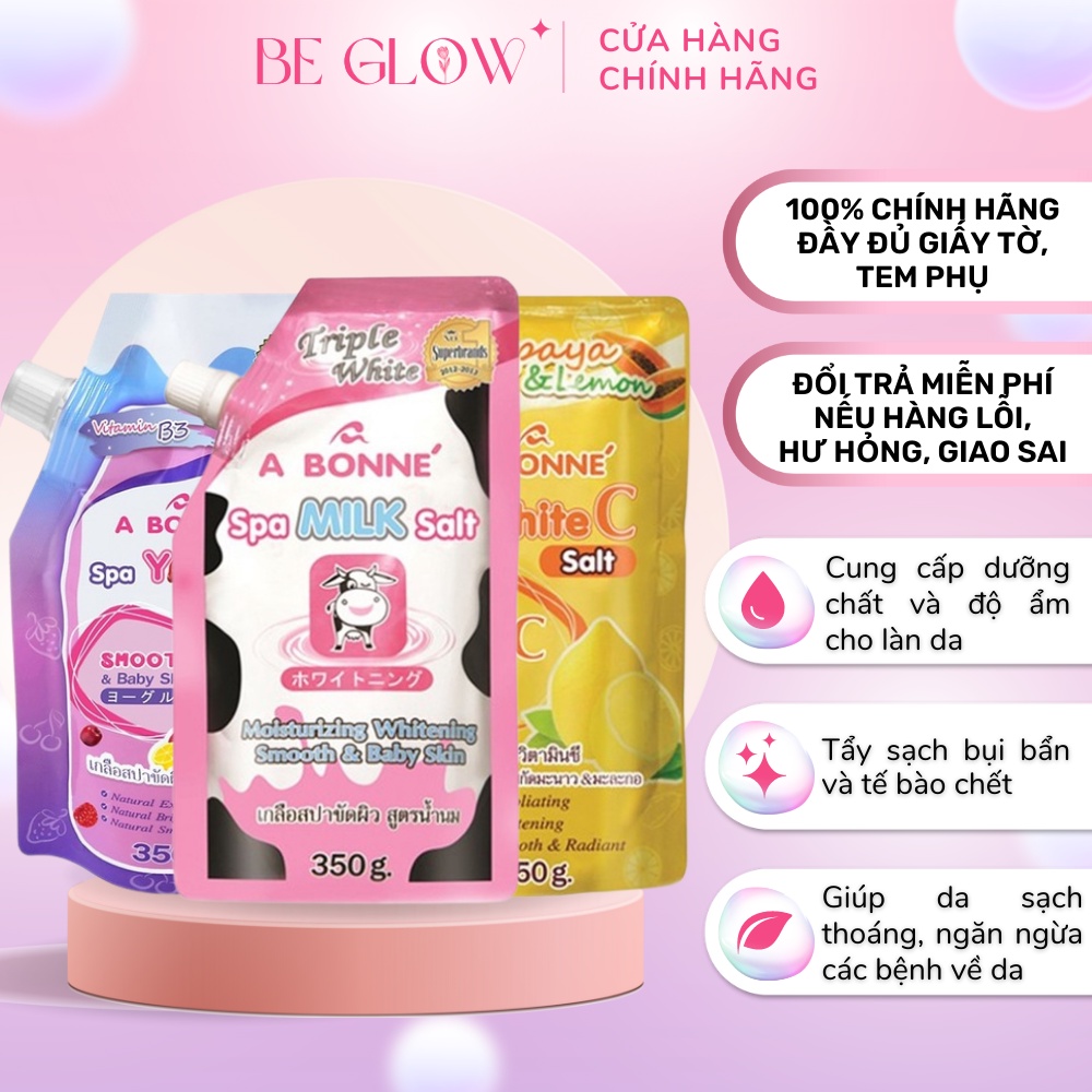 Muối tắm sữa bò tẩy da chết toàn thân A Bonne Spa Milk Salt 350gr (có vòi) – Be Glow Beauty