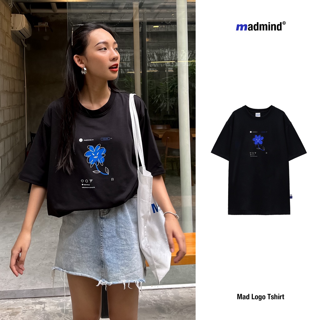 MADMIND® Chính Hãng - Áo thun Mad Social  màu đen - cổ tròn, cotton thoáng mát - Essential Collection Form Rộng Unisex