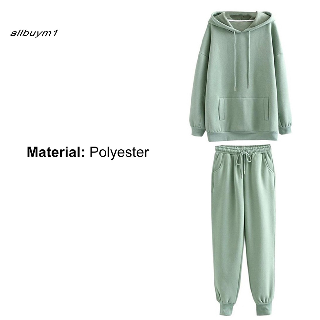Set quần áo sweatshirt màu trơn dễ thương cho nữ