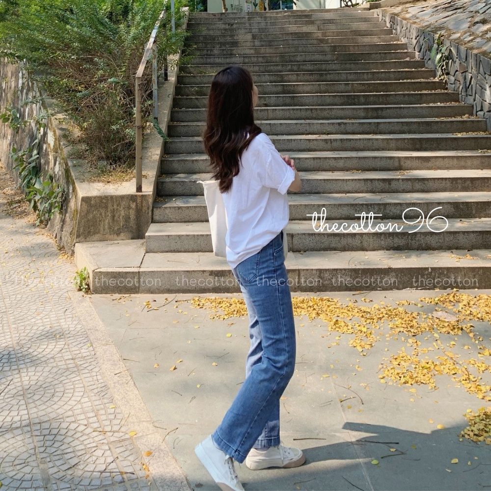 Quần Jeans Ống Đứng Túi Lộ The Cotton Quần Bò Co Giãn Cạp Cao | BigBuy360 - bigbuy360.vn