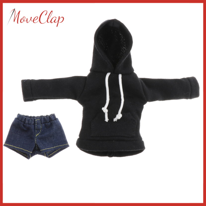 MoveClap BJD Black Hoodie & Short Pants for 1/6 Dollfie SD Licca/Momoko/Azone Outfits