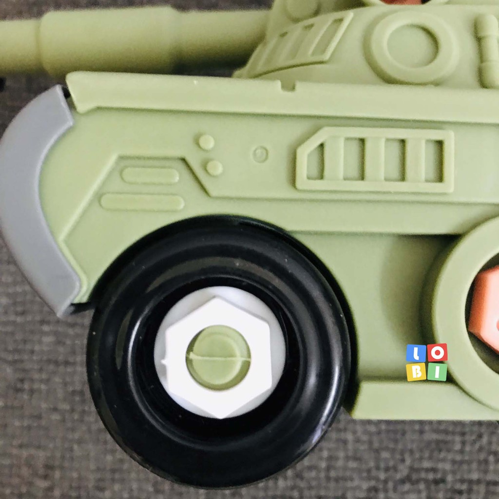 Mô hình đồ chơi xe tăng tự lắp ghép, có tua vít, súng bắn vit tự động