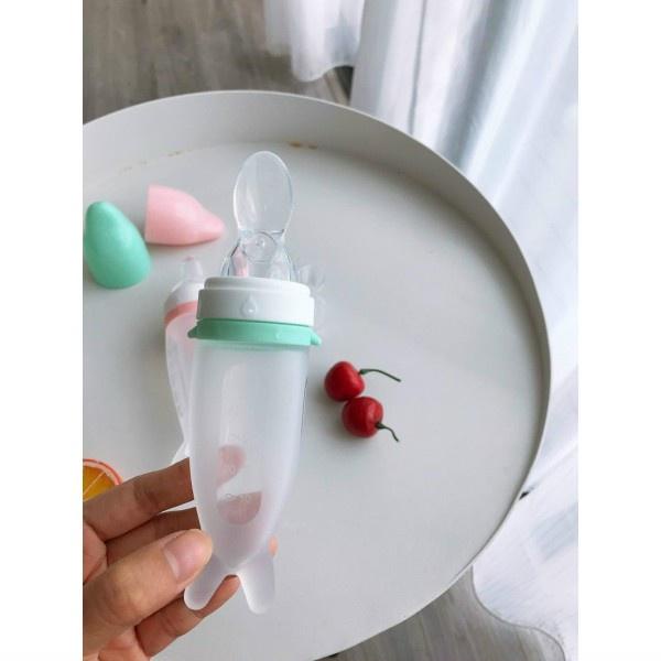 Bình thìa ăn dặm bột,uống sữa 2 IN 1 kèm núm nhai hoa quả silicon chuẩn hãng Vcool