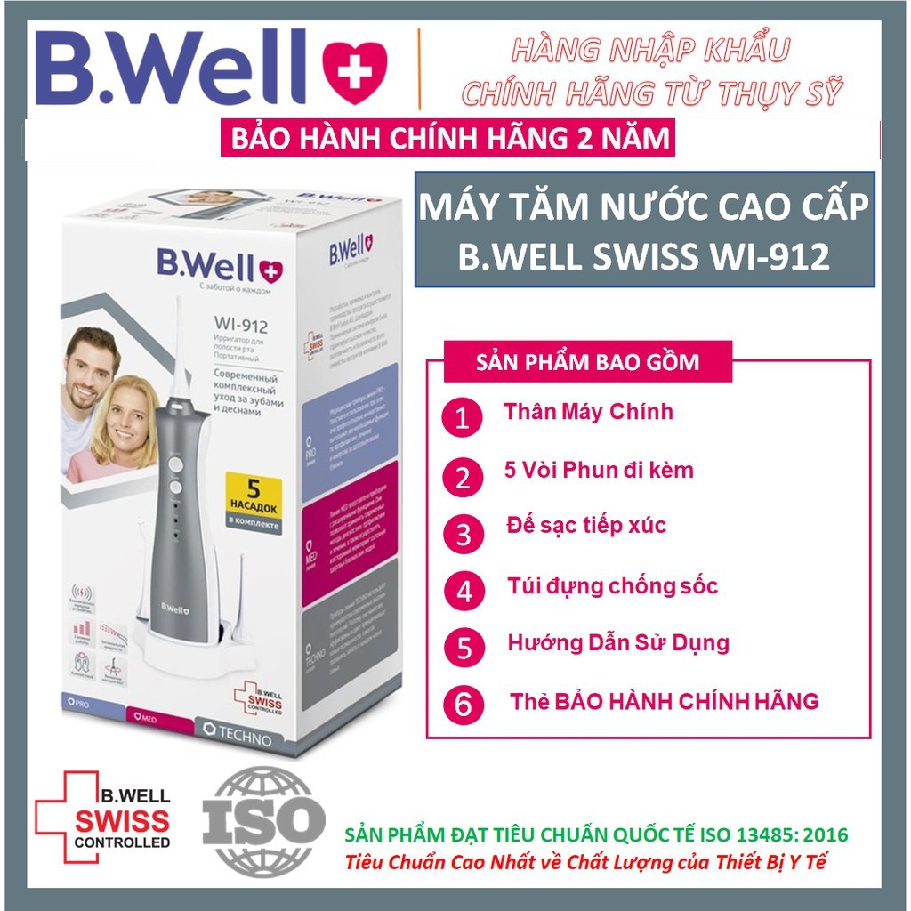 [BH 2 NĂM CHÍNH HÃNG] TĂM NƯỚC THỤY SĨ B-WELL WI-912 - PHIÊN BẢN CẢI TIẾN 5 ĐẦU PHUN