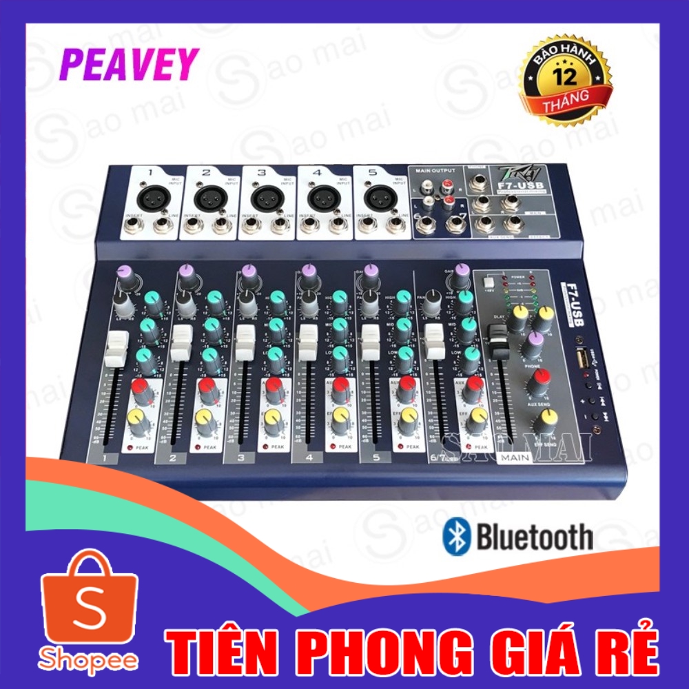 [ GIÁ RẺ ] MIXER BÀN PEAVEY F7- USB CÓ BLUETOOTH, KARAOKE SÂN KHẤU MINI GIA ĐÌNH VÀ CHUYÊN NGHIỆP