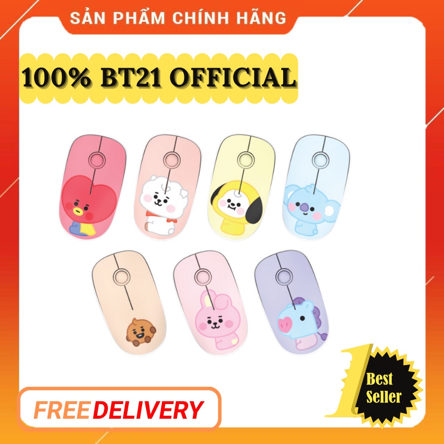 CHUỘT MÁY TÍNH KHÔNG DÂY CHỐNG ỒN BT21 BABY CHÍNH HÃNG (CÓ SẴN)