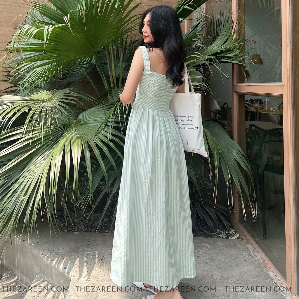 ĐẦM DÀI KẺ SỌC ZAREEN DAX44 XANH MINT | BigBuy360 - bigbuy360.vn