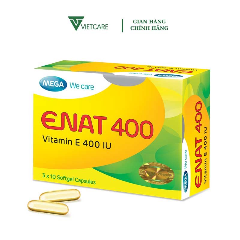 ENAT 400 IU - Bổ sung và dự phòng thiếu hụt vitamin E, Giúp Da Căng Mịn, Chống Oxy Hoá Hộp 30 viên