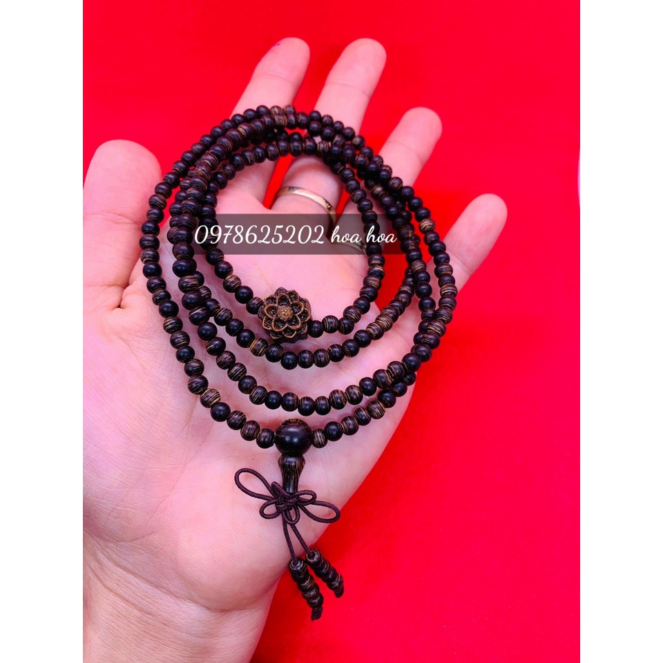 Vòng tay trầm hương sánh chìm cao cấp 4mm 216 hạt mix hoa sen trầm quấn 5 vòng