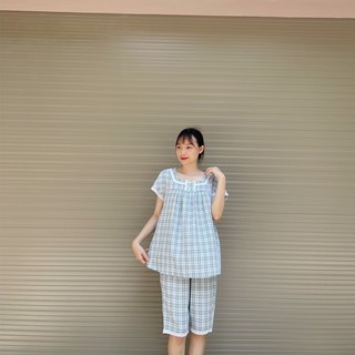 Bộ bầu mùa hè chất thô sọc kẻ kết hợp sau sinh
