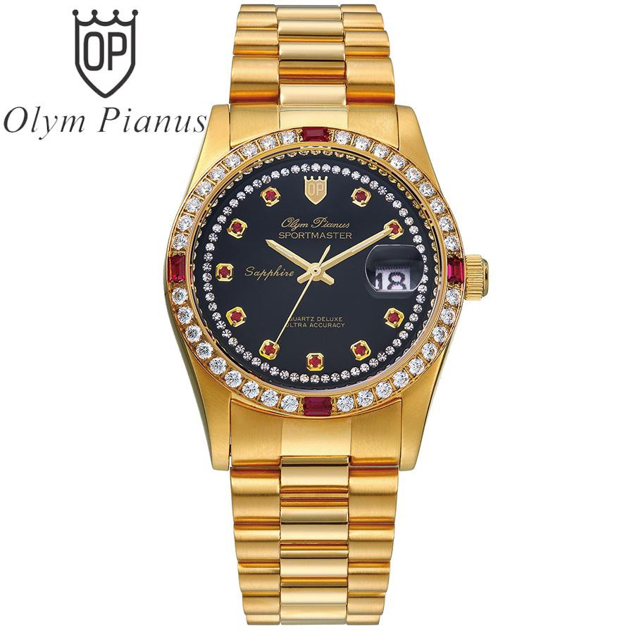 Đồng hồ nam mặt kính sapphire Olym Pianus OP89322 OP89322DK đen hạt đỏ