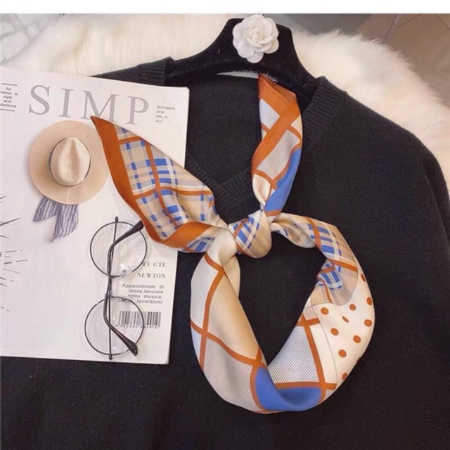 Khăn lụa vuông 70x70 turban quàng cổ,áo khăn yếm bandana thời trang đội đầu - Maben
