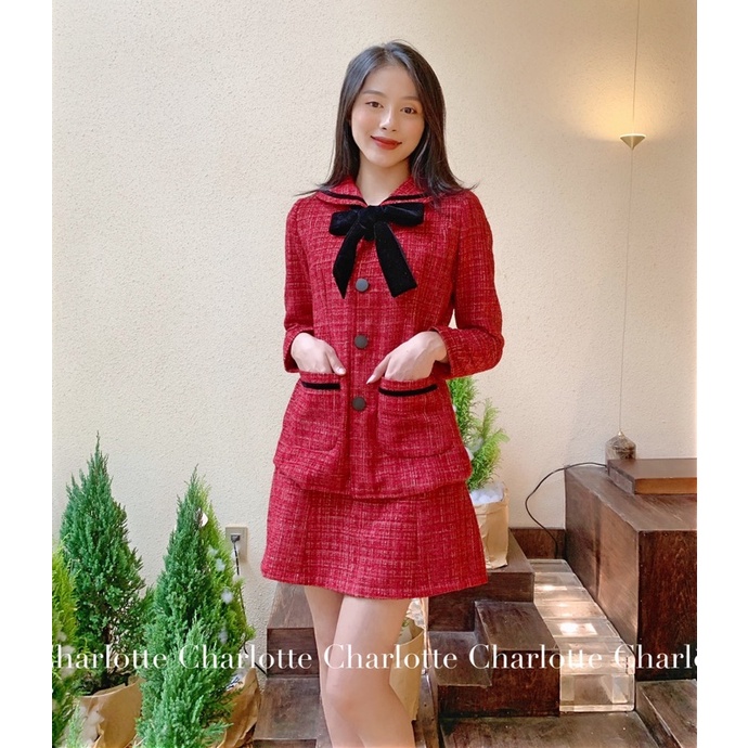 Set TWEED phối NHUNG Áo & Chân váy