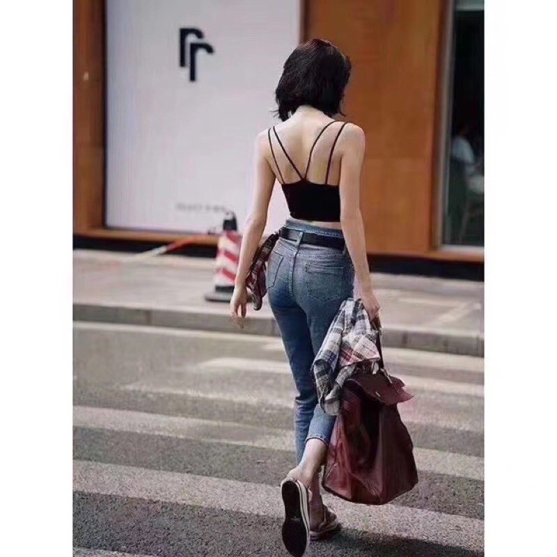 Áo bra su croptop dây kép đan chéo sau lưng sexy
