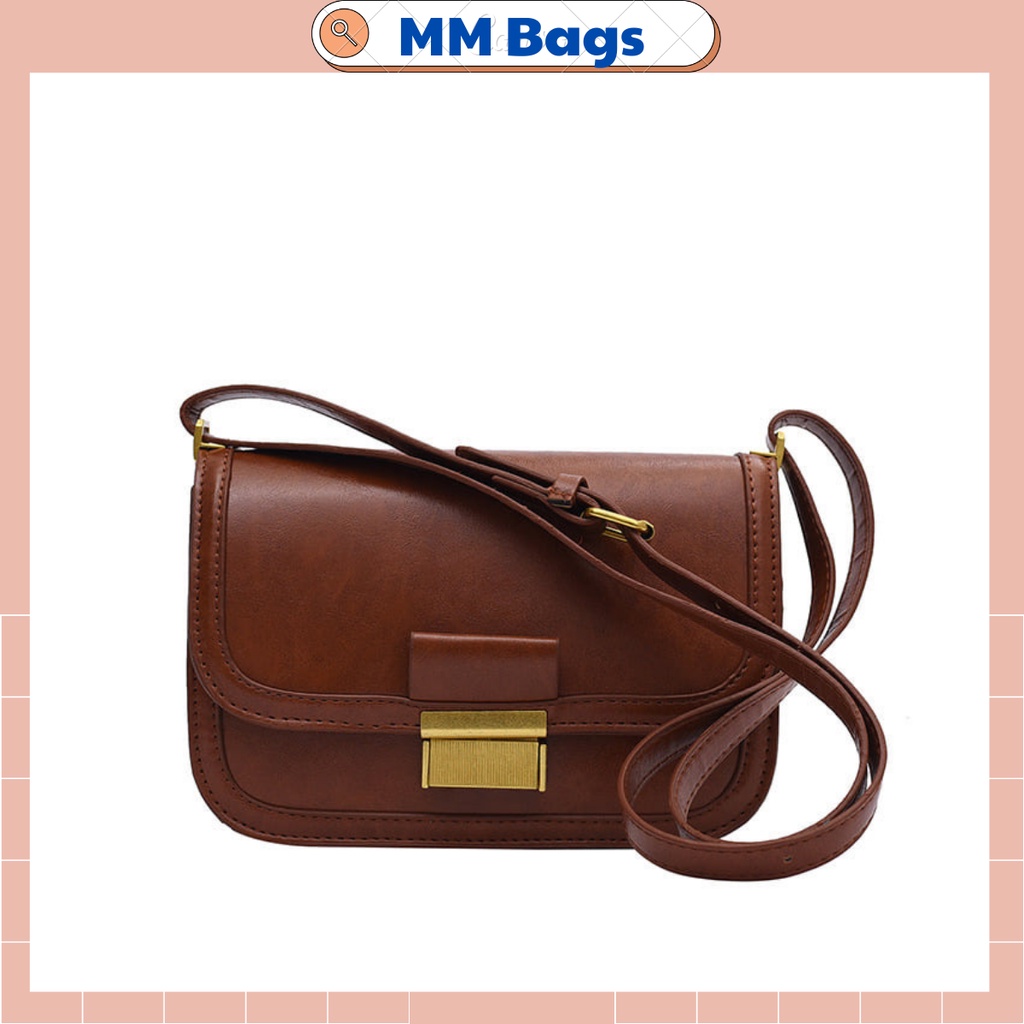 Túi đeo chéo nữ CNK VINTAGE nắp sọc phím đàn da xịn đẹp