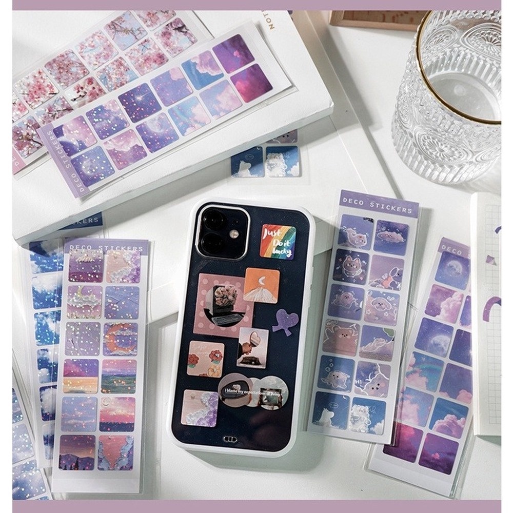 Miếng dán trang trí hình đám mây/hoa anh đào lấp lánh cho điện thoại DIY