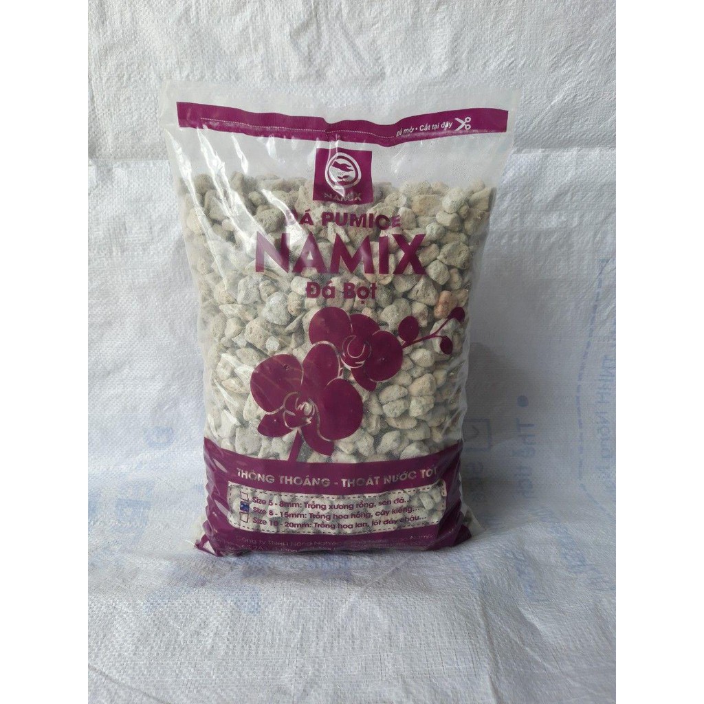 Đá Pumice (đá bọt núi lửa) (size 8-15mm ) trồng cây thoát nước, giữ ẩm, nhẹ trồng ban công, tầng thượng túi 5L (cân lẻ)